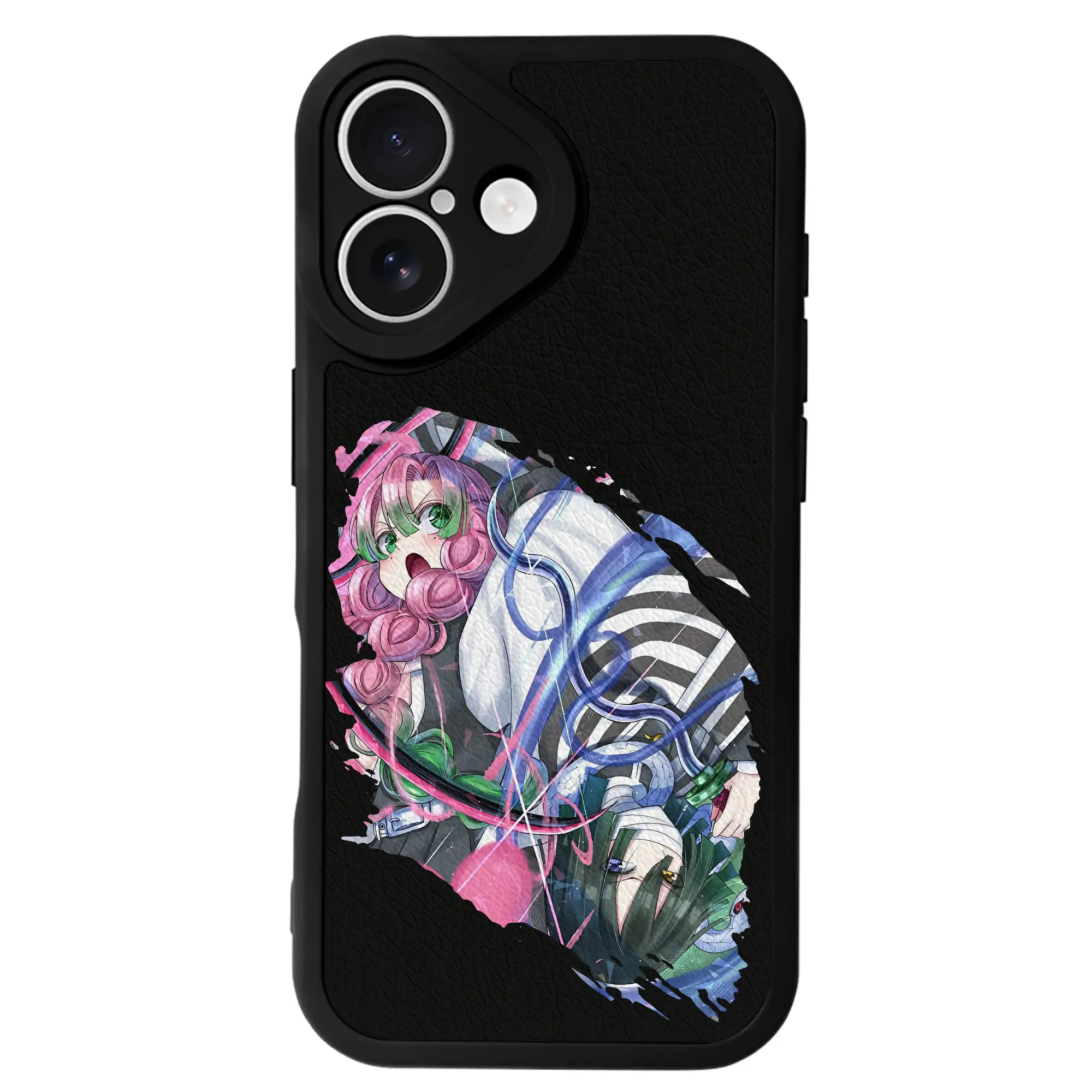 鬼滅の刃 グッズ,甘露寺 蜜璃 - IPhone 16シリーズ対応 ・ シリコンスマホケース ・ レザー調 ・ 高精度フィット ・ 耐衝撃 ・ ワイヤレス充電対応 ・ 精密カット